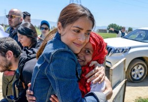 Salma Hayek visits Syrian refugee children in Lebanon.